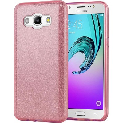 Oem Θήκη Shining Χρυσόσκονη Για Samsung Galaxy J3 2016  Ροζ - Χρυσό