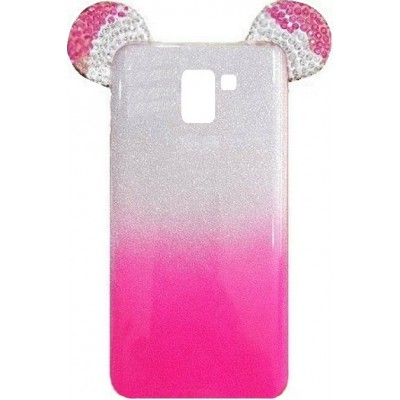Back Cover Σιλικόνης Glitter Ears As Mickey Ροζ Για Samsung Galaxy J6 2018  Σχέδια