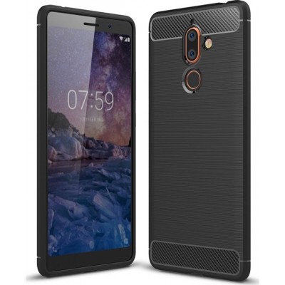 Oem Θήκη Σιλικόνης Carbon Για Nokia 7 Plus  Μαύρο