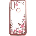 Oem Θήκη Σιλικόνης Για Xiaomi Redmi Note 7 Διάφανη με Σχέδιο Diamond Garden Ροζ Χρυσό