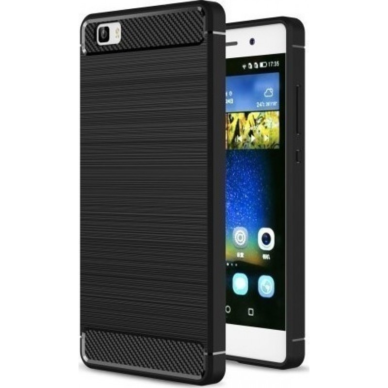 Oem Θήκη Σιλικόνης Carbon Για Huawei Ascend P8 Lite  Μαύρο