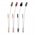 OEM Διαχωριστής καλωδίου 2 σε 1 Type C σε 3.5mm Jack και USB 2.0 αρσενικό φόρτισης  Άσπρο 