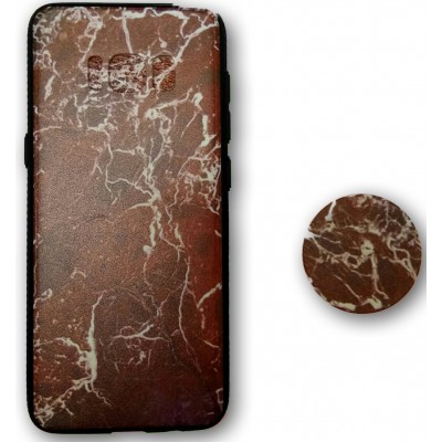  Oem Back Cover Σιλικόνης Με Σχέδιο με Pop Mobile Stand Για Apple iPhone 7/8 marble effect καφέ 