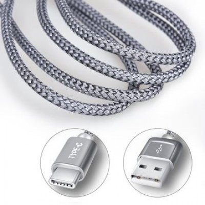 Oem Καλώδιο γρήγορης Φόρτισης Usb Type-C 1m ασημί 