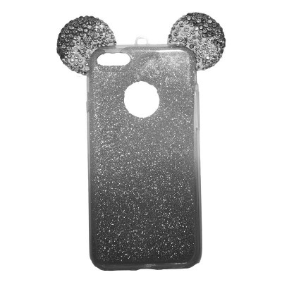 OEM Back Cover Σιλικόνης Glitter Ears As Mickey Μαύρη iphone 7