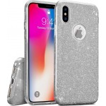 Oem Θήκη Shining Χρυσόσκονη Για     Apple iPhone X / XS Ασημί