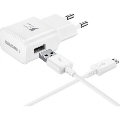 Samsung micro USB Cable & Wall Adapter Λευκό (EP-TA20EWE & ECB-DCU4AWE) (Bulk)