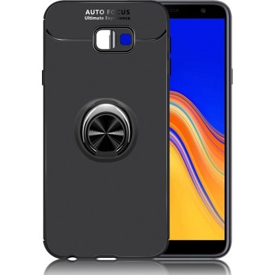 Forcell Back Cover Σιλικόνης Μαύρο με Δαχτυλίδι Στήριξης Για Samsung Galaxy J4 Plus 2018  Μαύρο