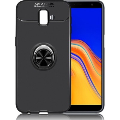 Forcell Back Cover Σιλικόνης Μαύρο με Δαχτυλίδι Στήριξης Για Samsung Galaxy J4 Plus 2018  Μαύρο