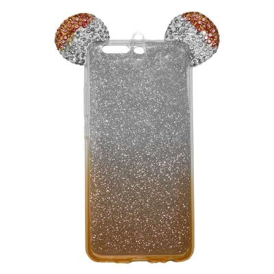 OEM Θήκη Σιλικόνης Glitter Με Αυτιά Mickey Για Samsung Galaxy J7 2016  Πορτοκαλί