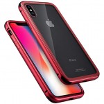 oem Μαγνητική Μεταλλική Θήκη Detachable Metal Frame με Πίσω Όψη από Tempered Glass Για Apple iPhone XS Max  Κόκκινο