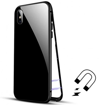 oem Μαγνητική Μεταλλική Θήκη Detachable Metal Frame με Πίσω Όψη από Tempered Glass Για Apple iPhone XS Max  Μαύρο