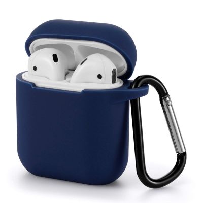 Oem Θήκη Σιλικόνης Με Γάντζο Για Apple Airpods / Airpods 2 Μπλε Σκούρο