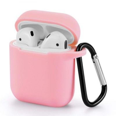 Oem Θήκη Σιλικόνης Με Γάντζο Για Apple Airpods / Airpods 2 Ροζ