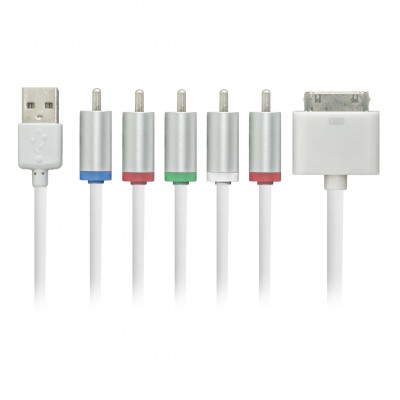 Oem Apple 30-pin to AV Component Cable Για IPad / IPhone 4/4s / IPod 1.8m - Άσπρο