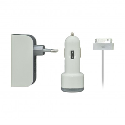 Forever Apple 30pin Wall & Car Adapter Set Λευκό