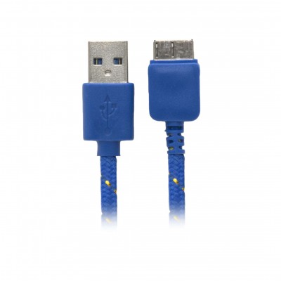 Oem Καλώδιο Φόρτισης + Μεταφοράς Δεδομένων Micro USB 3.0 Με Κορδόνι 1 m Μπλε 