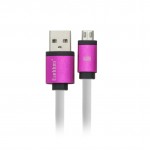 Eardom Καλώδιο Φόρτισης + Μεταφοράς Δεδομένων Micro 1m USB Πλακέ Λευκό-Ροζ 