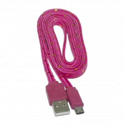 Oem Καλώδιο Φόρτισης + Μεταφοράς Δεδομένων Micro USB 1 m Ροζ