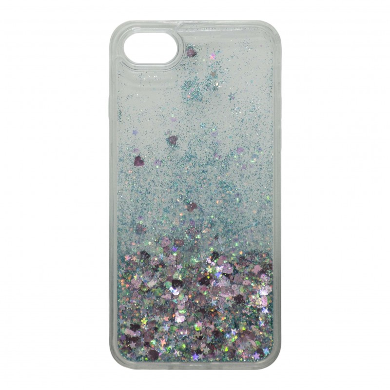 Oem Θήκη TPU Με Υγρό Glitter Για    Apple Iphone 7/8 Πράσινο-Ροζ