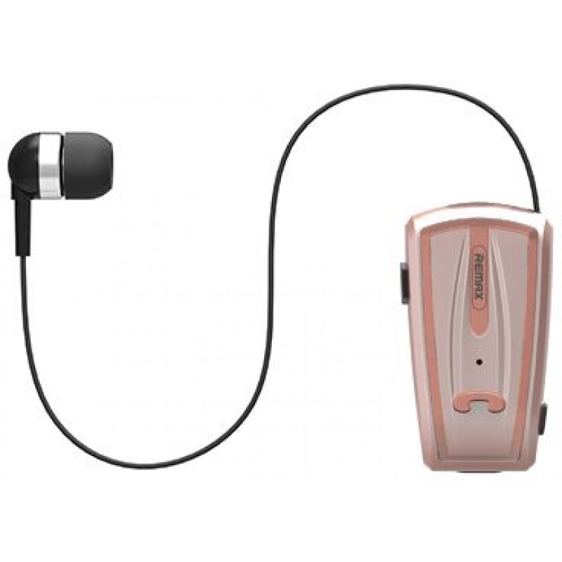 Remax RB-T12 ακουστικό Clip Bluetooth v4.0 με καλώδιο hands free με ταυτόχρονη σύνδεση δύο συσκευών  Ροζ - Χρυσό