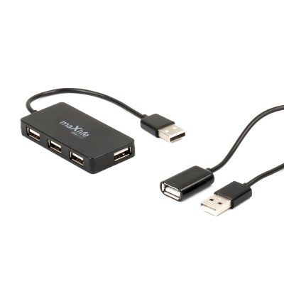 Maxlife Home Office USB 2.0 hub USB - 4x USB 0,15m Μαζί Με Καλώδιο 1,5m Μαύρο