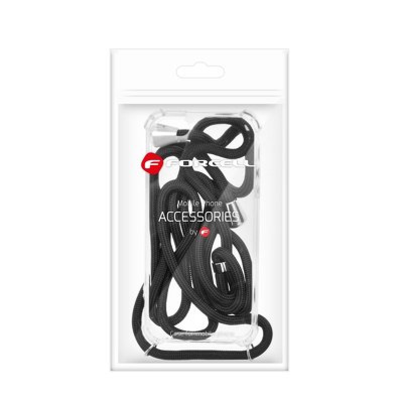 Forcell Cord Clear Silicone Case Διάφανη Θήκη Για Xiaomi Redmi 9 Με Λουράκι Μαύρο