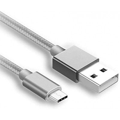 Oem Καλώδιο Πλεγμένο Γρήγορης Φόρτισης Usb Type-C 3m Ασημί 