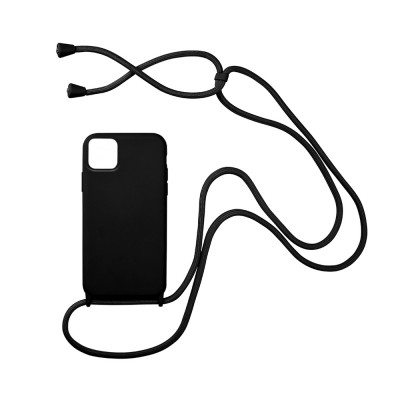 Oem Cord Silicone Μαύρη Θήκη Για Xiaomi Redmi Note 14 5G Με Λουρί Μαύρο