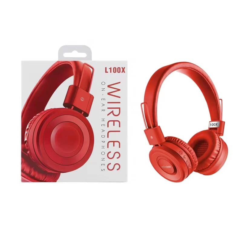 L100X Bluetooth Headset with HD Microphone, Wireless HiFi Super Bass Stereo On-Ear Headphone Κόκκινο
