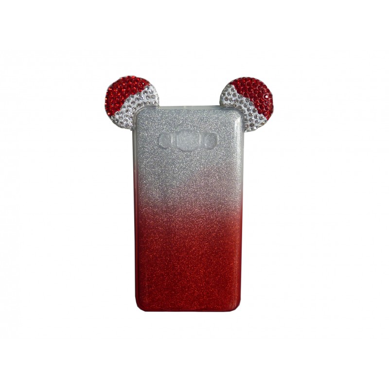 Oem Σιλικόνης Glitter Με Σχέδιο Αυτιά Mickey Για Samsung Galaxy J3 2016 Κόκκινο