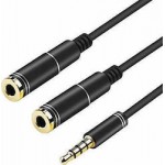 Oem Καλώδιο Jack 3,5mm Αρσενικό Ακουστικών Σε 2 x jack 3,5mm θηλυκά 2,0m Μαύρο