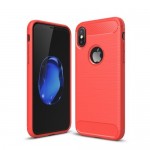 OEM Θήκη Σιλικόνης Carbon Για Apple iPhone X / XS  Κόκκινο